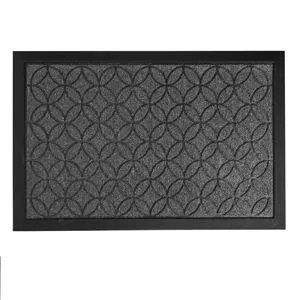 Covoraș de intrare bicolor, Model reliefat romb-cerc, 60x40 cm, Cauciuc antiderapant