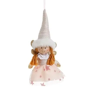 Figurina Decorativă de Crăciun Roz-Sampaniu cu Aripi și Tul