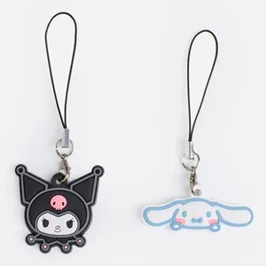Charm pentru telefon mobil cu figurina, 2 modele, negru/alb, plastic – poza 2