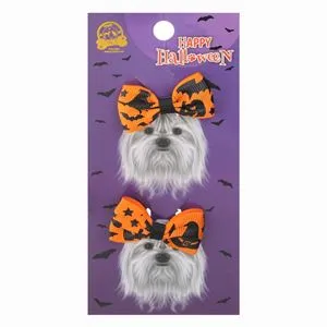 Clame cu fundite pentru câini, tematică Halloween, 2 buc, portocaliu și negru, 5 cm