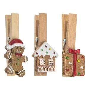 Clestisori decorativi de Craciun din lemn cu figurine gingerbread