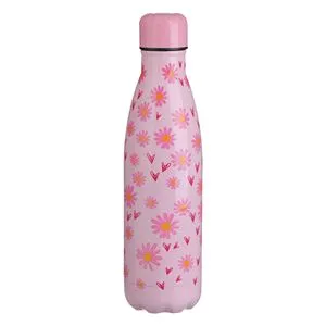 Sticlă Termos din Oțel Inoxidabil cu Model Floral, 500 ml, Roz