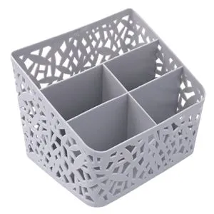 Suport Pixuri din Plastic Gri cu 5 Compartimente, 18x15x13,5cm