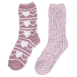 Șosete Pufoase Roz Nude cu Model Inimi și Zig-Zag (36-42)