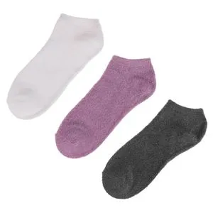 Sosete scurte pufoase pentru femei – Set de 3 perechi în culorile Albe, Lila și 