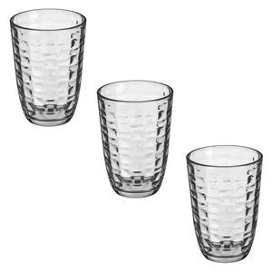 Set 3 pahare sticlă transparentă model fagure 390 ml
