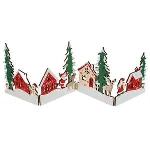 Scenă de Crăciun pliabilă din lemn cu brazi și figurine pentru decorarea casei
