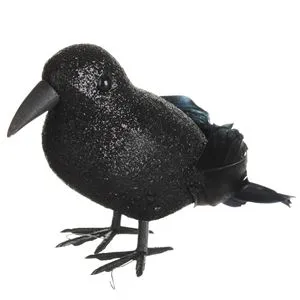 Corb Decorativ de Halloween, 10 cm, Negru