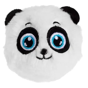 Minge pufoasă cu model panda și urechi 3D, Ø8 cm – poza 3