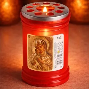 Lumanare decorativa religioasă cu imagine Maicii Domnului