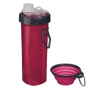 Sticlă de apă portabilă și bol de hrană pentru câini, 300 ml, fucsia – poza 4