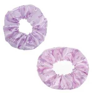 Elastice de păr din satin pentru copii set 2 buc roz și lila model Kuromi