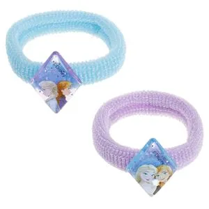 Elastice de par pentru copii, cu glitter si imprimeu Frozen, 2 bucati, Lila Bleu