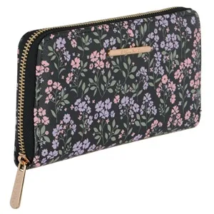 Portofel negru cu model floral pentru femei, 19,5x11x2,5 cm – poza 2
