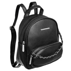 Rucsac damă negru cu lant argintiu, 21x8x23cm