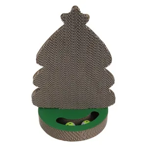 Jucarie de Zgariat pentru Pisici, Brad de Craciun cu Bile Zornaitoare si Catnip, 25x30x39cm, Verde – poza 3