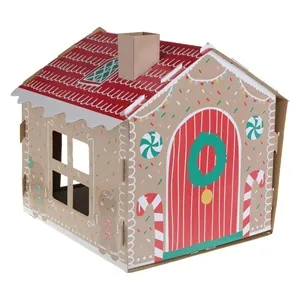 Casa de Zgariat pentru Pisici cu Design Casa de Turta Dulce, 49x47x40 cm, Maro – poza 8