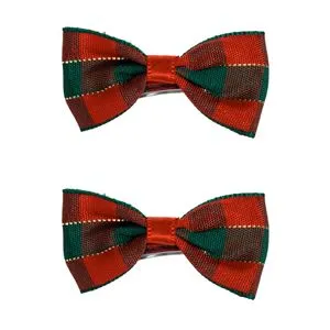 Fundițe de Crăciun pentru Câini, Roșii cu Carouri Verzi, 4,5 cm, Set de 2 bucăți