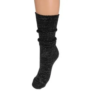 Sosete Jambiere Premium Negre cu Lurex Argintiu pentru Femei