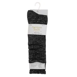 Sosete Jambiere Premium Negre cu Lurex Argintiu pentru Femei – poza 3