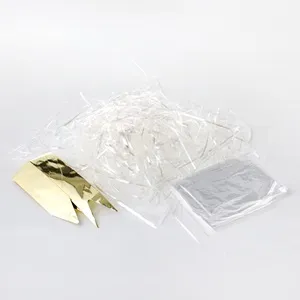 Set Celofan Transparent, Panglică Aurie și Iarbă Decorativă pentru Ambalare Cado