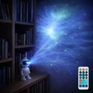Proiector Astronaut cu LED, Telecomanda si Cablu USB, 11x8x20cm, Alb