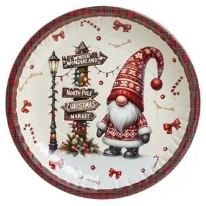 Farfurie Decorativa Metalica Craciun Gnome Carouri Ø26cm