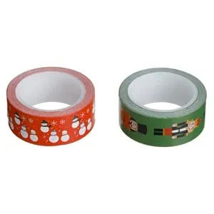 Benzi Washi Tape Craciun Rosie Verde cu Figurine pentru Cadouri