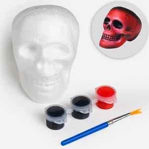 Set de Pictură Craniu 3D, Figurină din Polistiren, 3 Vopsele și Pensulă – poza 2