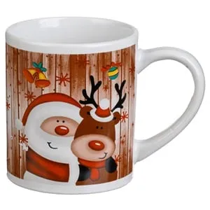 Cana ceramică de Crăciun cu model Mos Crăciun și Ren