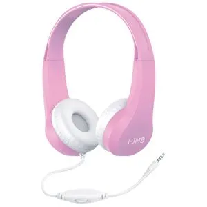 Căști audio on-ear roz cu mărime ajustabilă și cablu
