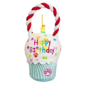 Jucărie pentru câine Cupcake Happy Birthday cu Sfoară și Sunet