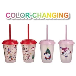 Pahare Color-Changing de Craciun cu Figurine Reutilizabile