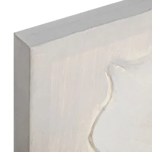 Tablou decorativ cu flori albe, pictură în ulei și detalii cu glitter auriu, 90x – poza 5