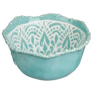Bol decorativ din portelan cu model floral reliefat