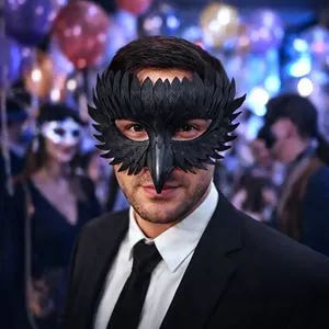 Masca de Carnaval cu Model Pasare, Neagra, pentru Barbati