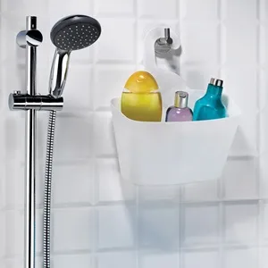 Cos de baie suspendabil din plastic alb pentru duș