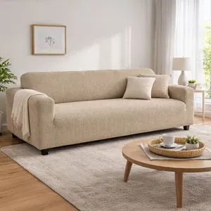 Husa Elastica Bej pentru Canapea cu 3 Locuri, Dimensiune 170-220cm