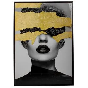 Tablou Canvas Glossy cu Cristale si Glitter, 52x72x2,8 cm, Rama Neagra din Lemn