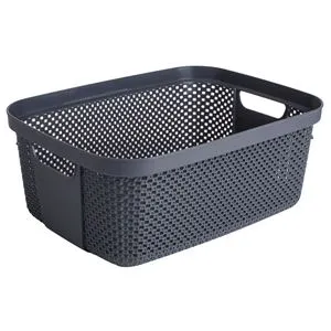 Cos de depozitare din plastic perforat, 12L, Antracit
