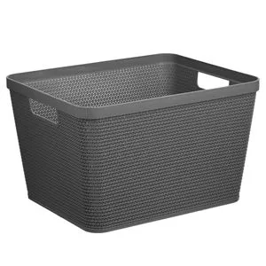 Cos de depozitare din plastic antracit, 20L, cu manere