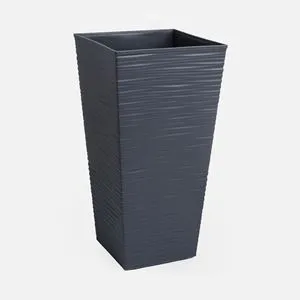 Ghiveci patrați înălți antracit design modern din plastic