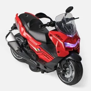 Jucărie scooter roșu cu lumină și mișcare realistă pentru copii