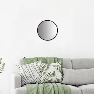Oglindă de perete rotundă, cadru metalic negru, Ø40cm