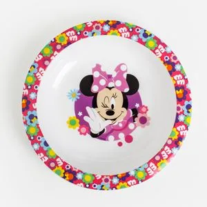 Farfurie adâncă plastic cu model Minnie Mouse, albă, pentru mese copiilor