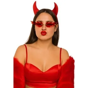 Ochelari Deghizare cu Lentile de Flacără Rosie