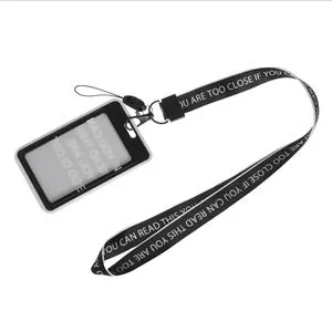 Ecuson cu snur, Negru, 11x7 cm, cu clips detasabil