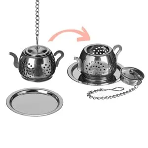 Infuzor de ceai din otel inoxidabil, formă cană cu capac – poza 2