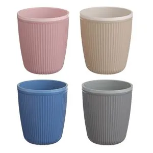 Set 4 Pahare din Plastic Reutilizabile, 400 ml, Multicolore, cu Model Dungi