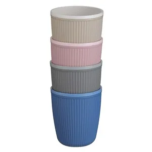 Set 4 Pahare din Plastic cu Model Dungi, 400 ml, Multicolor – poza 3